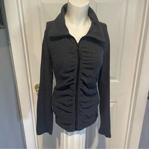 Women's Calvin Klein Grey Ruched Zip Up Workout Sweatshirt S/L